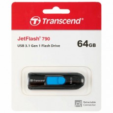 Флеш-диск 64GB TRANSCEND JetFlash 790, USB 3.1, черный, TS64GJF790K