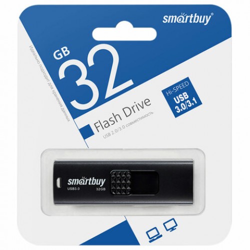 Флеш-диск 32GB SMARTBUY Fashion USB 3.0, черный, SB032GB3FSK