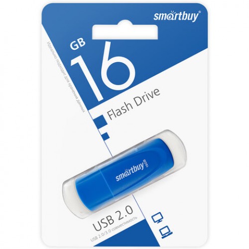 Флеш-диск 16GB SMARTBUY Scout USB 2.0, синий, SB016GB2SCB