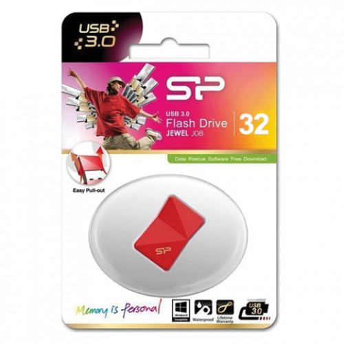 Флеш-диск 32 GB SILICON POWER Jewel J08 USB 3.1, красный, SP32GBUF3J08V1R