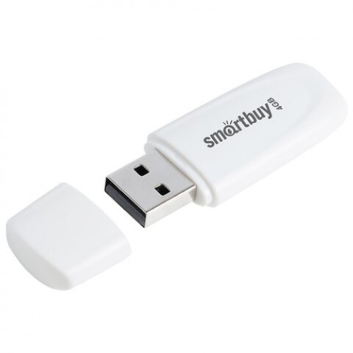 Флеш-диск 4GB SMARTBUY Scout USB 2.0, белый, SB004GB2SCW