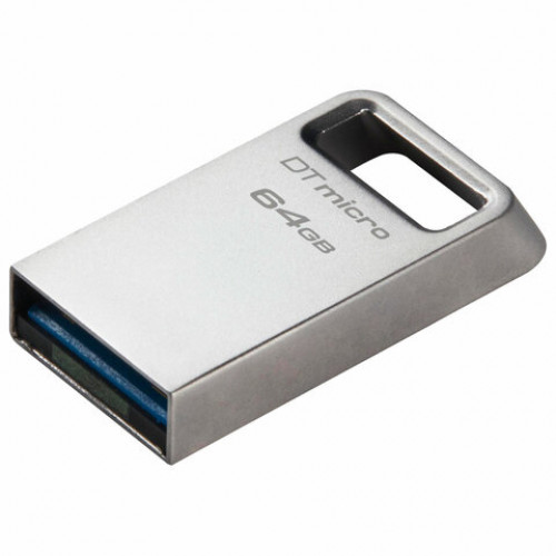 Флеш-диск 64GB KINGSTON DataTraveler Micro USB 3.2, металл. корпус, серебристый, DTMC, DTMC3G2/64GB