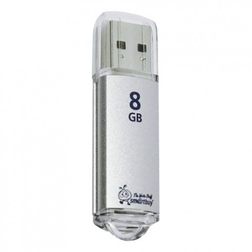 Флеш-диск 8 GB, SMARTBUY V-Cut, USB 2.0, металлический корпус, серебристый, SB8GBVC-S