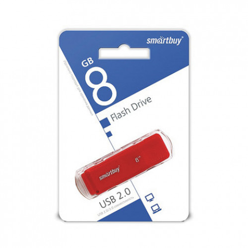 Флеш-диск 8 GB, SMARTBUY Dock, USB 2.0, красный, SB8GBDK-R