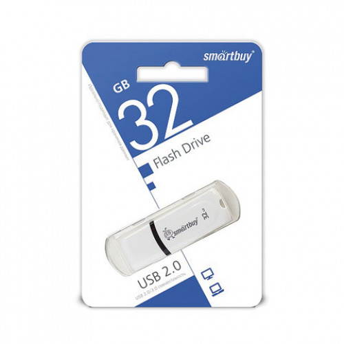 Флеш-диск 32 GB, SMARTBUY Paean, USB 2.0, белый, SB32GBPN-W