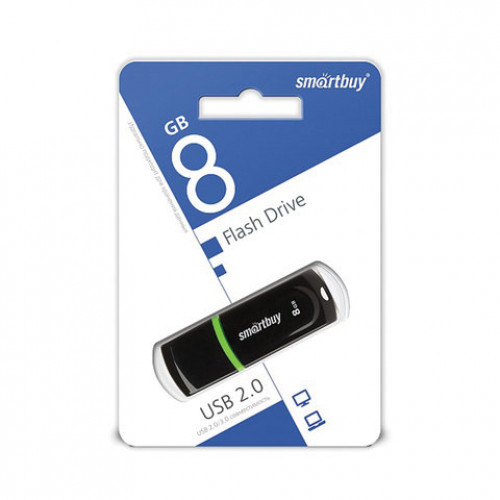 Флеш-диск 8 GB, SMARTBUY Paean, USB 2.0, черный, SB8GBPN-K