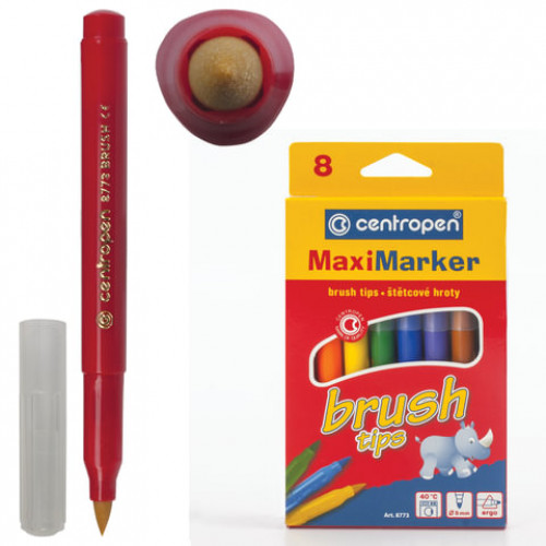 Фломастеры-кисти 8 ЦВЕТОВ CENTROPEN Brush, смываемые, вентилируемый колпачок, 8773/8KK, 5 8773 0801