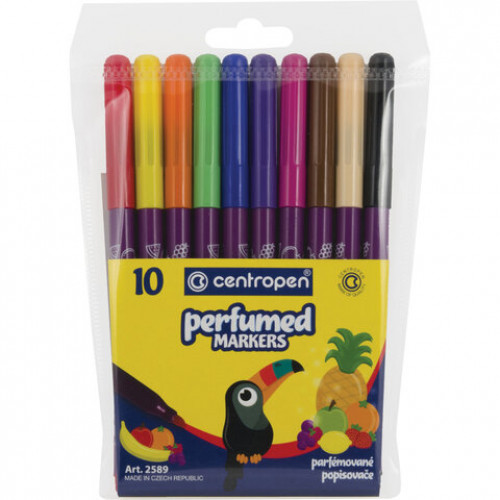 Фломастеры ароматизированные 10 ЦВЕТОВ CENTROPEN Perfumed, вентилируемый колпачок, 2589/10КK, 5 2589 1002