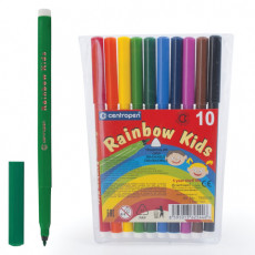 Фломастеры 10 ЦВЕТОВ CENTROPEN Rainbow Kids, круглые, смываемые, вентилируемый колпачок, 7550/10ET, 7 7550 1002