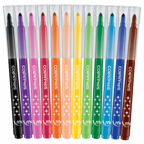 Фломастеры MAPED (Франция) Color'Peps Long Life, 12 цветов, смываемые, трехгранные, картонная упаковка, 845020