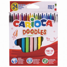 Фломастеры CARIOCA (Италия) Doodles, 24 цвета, суперсмываемые, 42315
