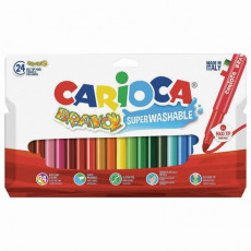 Фломастеры утолщенные CARIOCA (Италия) Bravo, 24 цвета, суперсмываемые, 42763