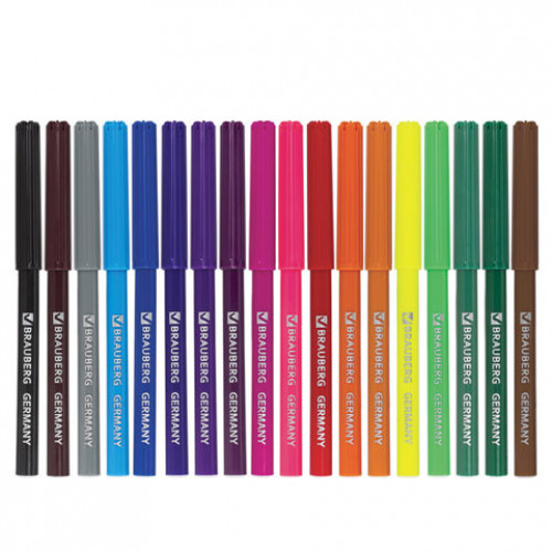 Фломастеры BRAUBERG Wonderful butterfly, 18 цветов, вентилируемый колпачок, пласт. упаковка, увеличенный срок службы, 150523