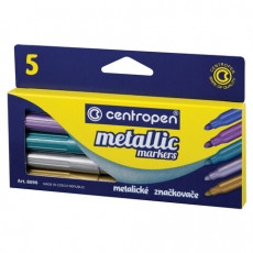 Фломастеры МЕТАЛЛИК 5 ЦВЕТОВ CENTROPEN Metallic, эргономичные, вентилируемый колпачок, 8690/5KK, 6 8690 0501