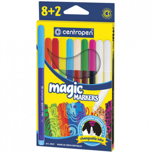 Фломастеры меняющие цвет 8 ЦВЕТОВ CENTROPEN Magic, + 2 изменяющих цвет, вентилируемый колпачок, 2549/10KK, 5 2549 1001