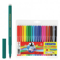Фломастеры 18 ЦВЕТОВ CENTROPEN Colour World, круглые, смываемые, вентилируемый колпачок, 7550/18TP, 7 7550 1884