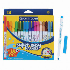 Фломастеры 18 ЦВЕТОВ CENTROPEN Super Easy, смываемые, вентилируемый колпачок, 2580/18KK, 7 2580 1885