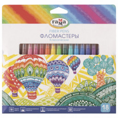 Фломастеры ГАММА Классические, 18 цветов, вентилируемый колпачок, картонная упаковка, 180319_12