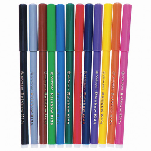Фломастеры 12 ЦВЕТОВ CENTROPEN Rainbow Kids, трехгранные, смываемые, картонная упаковка, 7550/12KK, 7 7550 1203
