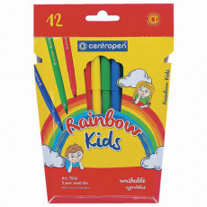 Фломастеры 12 ЦВЕТОВ CENTROPEN Rainbow Kids, трехгранные, смываемые, картонная упаковка, 7550/12KK, 7 7550 1203
