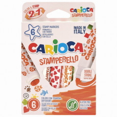 Фломастеры-штампы двусторонние CARIOCA (Италия) Stamperello, 6 цветов, смываемые, 42279