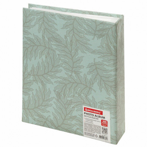 Фотоальбом BRAUBERG Папоротник на 200 фото 10х15 см, твердая обложка, термосварка, 391171