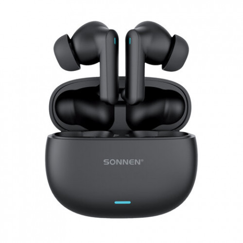Наушники беспроводные TWS внутриканальные, гибридное шумоподавление ANC + ENC, SONNEN PREMIUM EP-BH33B, Bluetooth 5.3, черные, 514123