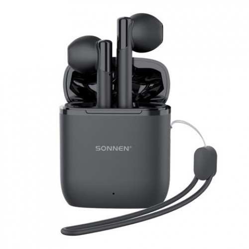 Наушники беспроводные TWS вкладыши с микрофоном, SONNEN EP-BH10B, Bluetooth 5.3, черные, 514122
