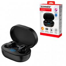 Наушники беспроводные TWS внутриканальные с микрофоном, SONNEN EP-BH25B, Bluetooth 5.3, черные, 514125 Наушники беспроводные TWS внутриканальные с микрофоном, SONNEN EP-BH25B, Bluetooth 5.3, черные, 514125