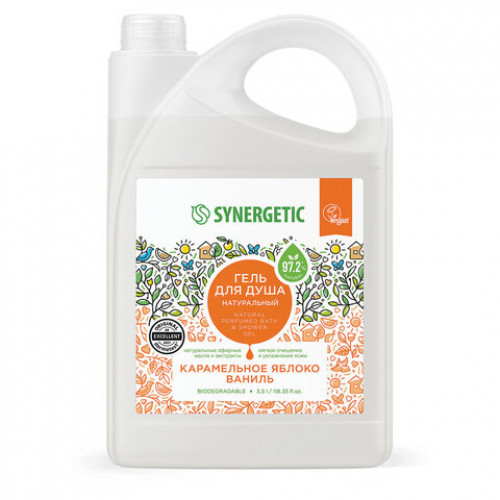 Гель для душа 3,5л SYNERGETIC Карамельное яблоко и ваниль натуральный, биоразлагаем, 400351