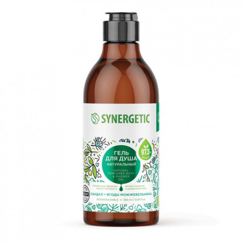 Гель для душа 380мл SYNERGETIC Сандал и ягоды можжевельника натуральный, биоразлага, 400003