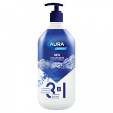 Гель для душа 3в1 для волос, тела и лица 1л AURA FAMILY MEN Морские минералы, дозатор, 14952
