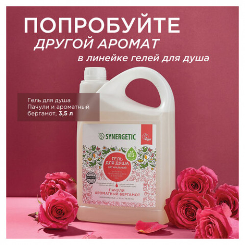 Гель для душа 3,5л SYNERGETIC Карамельное яблоко и ваниль натуральный, биоразлагаем, 400351