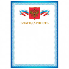 Грамота Благодарность, А4, мелованный картон, бронза, синяя рамка, BRAUBERG, 128344 Грамота Благодарность, А4, мелованный картон, бронза, синяя рамка, BRAUBERG, 128344