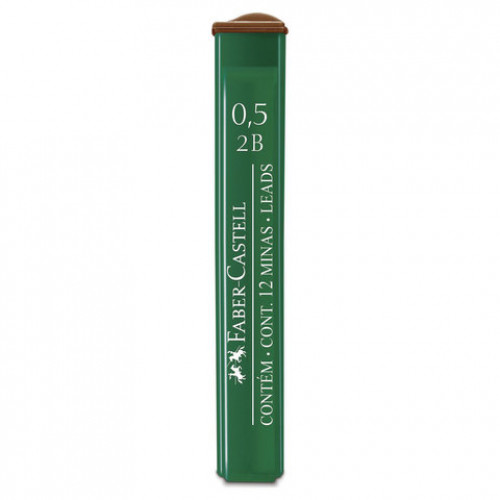 Грифели запасные 0,5 мм, 2B, FABER-CASTELL, КОМПЛЕКТ 12 шт., 521502