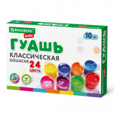 Гуашь BRAUBERG KIDS, 24 цвета по 10 мл, 192276