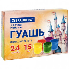 Гуашь BRAUBERG ЗАМОК 24 цвета по 15 мл, 192686
