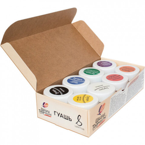 Гуашь ЛУЧ Школа творчества, 8 цветов по 20 мл, без кисти, картонная упаковка, 29С 1752-08