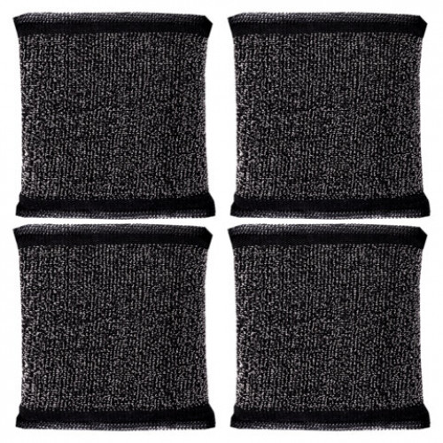 Губка скрабер 11 х 10 х 1,5 см поролон + металлическая оплетка КОМПЛЕКТ 4 штуки, посуда, уборка, LAIMA, 700059