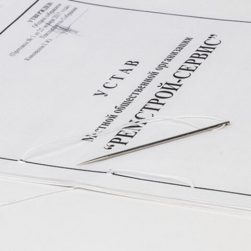 Набор для прошивки документов (игла 80 мм, нить 30 м, наклейки Прошито, пронумеровано 10 шт.), STAFF, 604773
