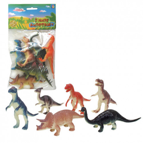 Набор фигурок В мире животных, Динозавры, 6 шт., 10 см, 1TOY, Т50484