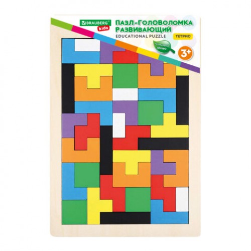 Головоломка развивающая деревянная Тетрис, цветной, 18х27 см., BRAUBERG KIDS, 665262