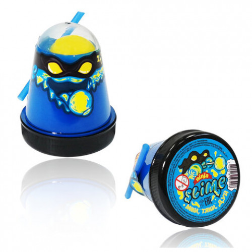 Слайм (лизун) Slime Ninja, светится в темноте, синий, 130 г, ВОЛШЕБНЫЙ МИР, S130-20