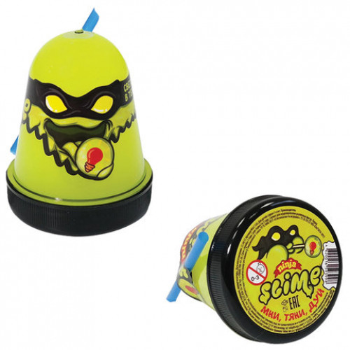 Слайм (лизун) Slime Ninja, светится в темноте, желтый, 130 г, ВОЛШЕБНЫЙ МИР, S130-19