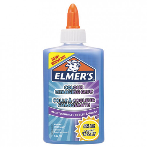 Клей для слаймов канцелярский меняющий цвет ELMERS Colour Changing Glue, 147 мл, синий на фиолетовый, 2109507