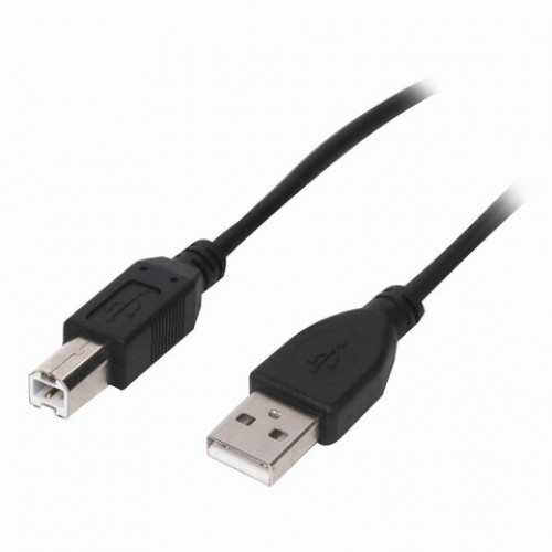 Кабель USB 2.0 AM-BM, 1,5 м, SONNEN Premium, медь, для периферии, экранированный, черный, 513128