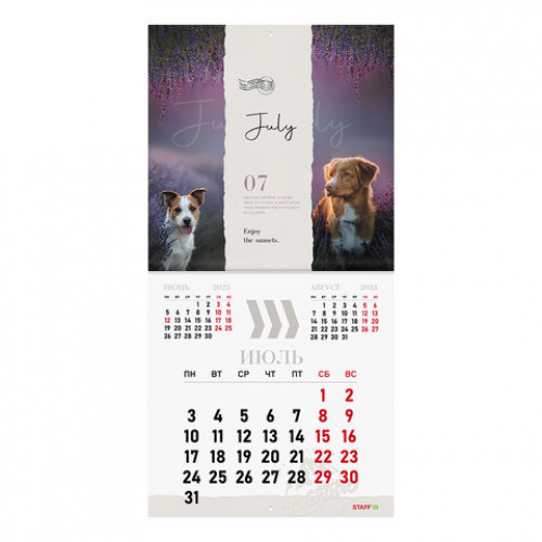 Календарь настенный перекидной 2023 г., 12 листов, 29х29 см, DOGS, STAFF, 114278