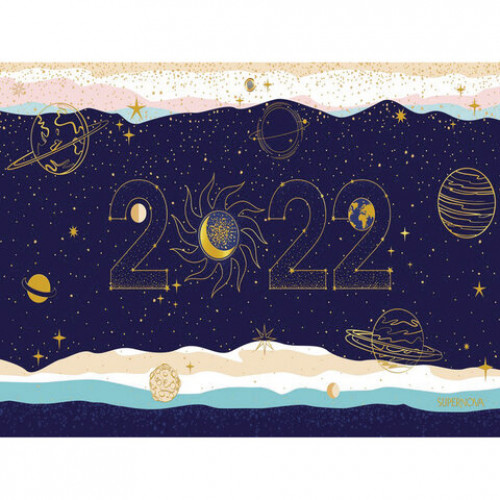 Календарь квартальный с бегунком, 2022 г., 3-х блочный, 3 гребня, ЛЮКС 3D, SUPERNOVA, HATBER, 3Кв3гр2ц_26057