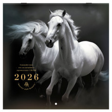 Календарь настенный перекидной 2026 г., BRAUBERG, 12 листов, 28,5х28,5 см, Символ года, 116928
