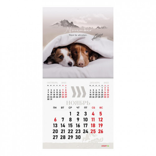 Календарь настенный перекидной 2023 г., 12 листов, 29х29 см, DOGS, STAFF, 114278